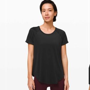 Lululemon open up tie back tee black size 6